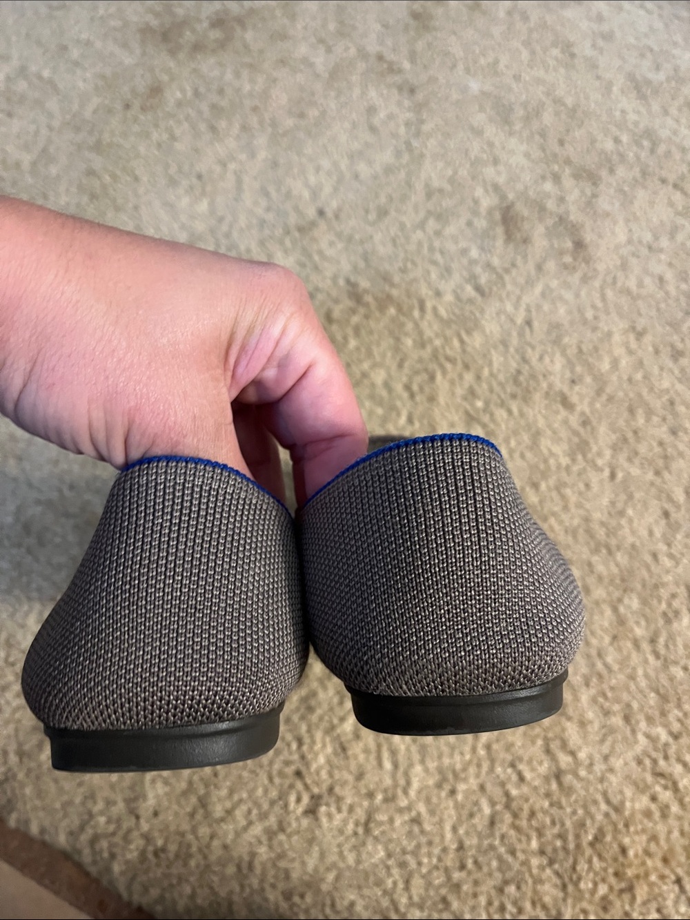 Rothy's Taupe Flats with Blue Trim Slip-Ons - Picture 4 of 5